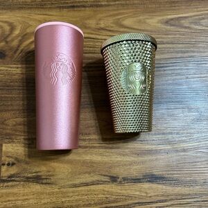 Starbucks Metallic Pink and Gold Tumblers